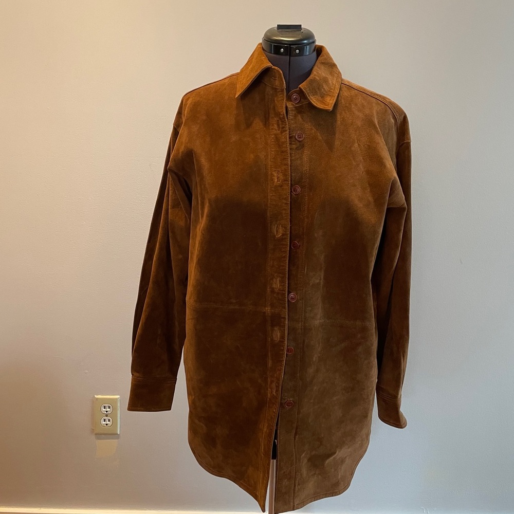 Leather button down top